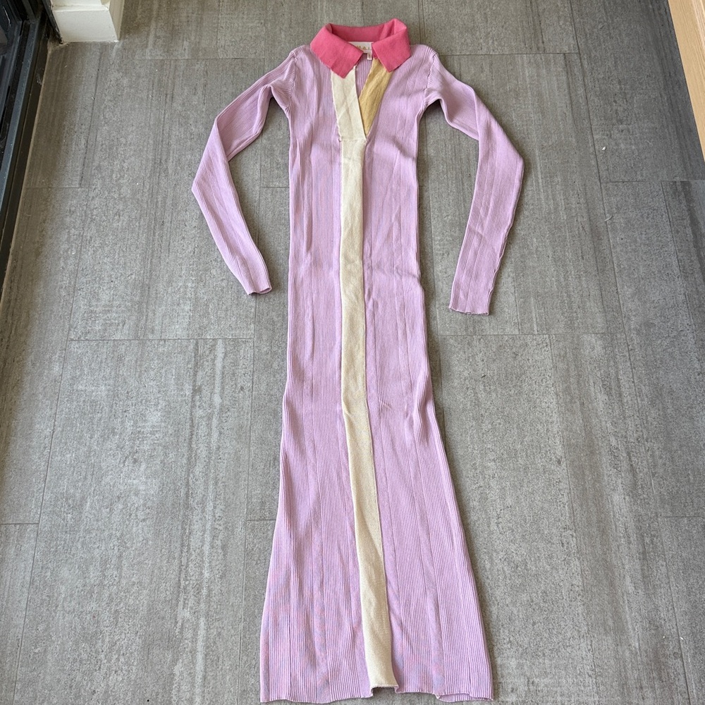 Remain by Birger Christen size 0 lavender and pink color block midi dress - Picture 2 of 8